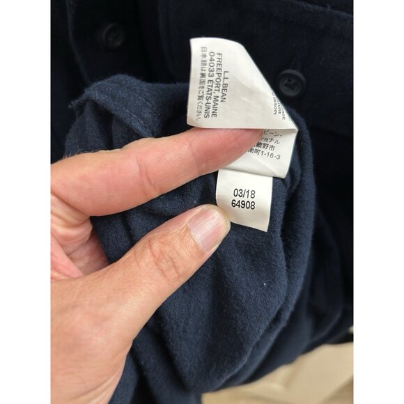 LL Bean Chamois Cloth Mens L Flannel Button Heavy Shirt Cotton Navy Blue 187923 - Picture 12 of 12